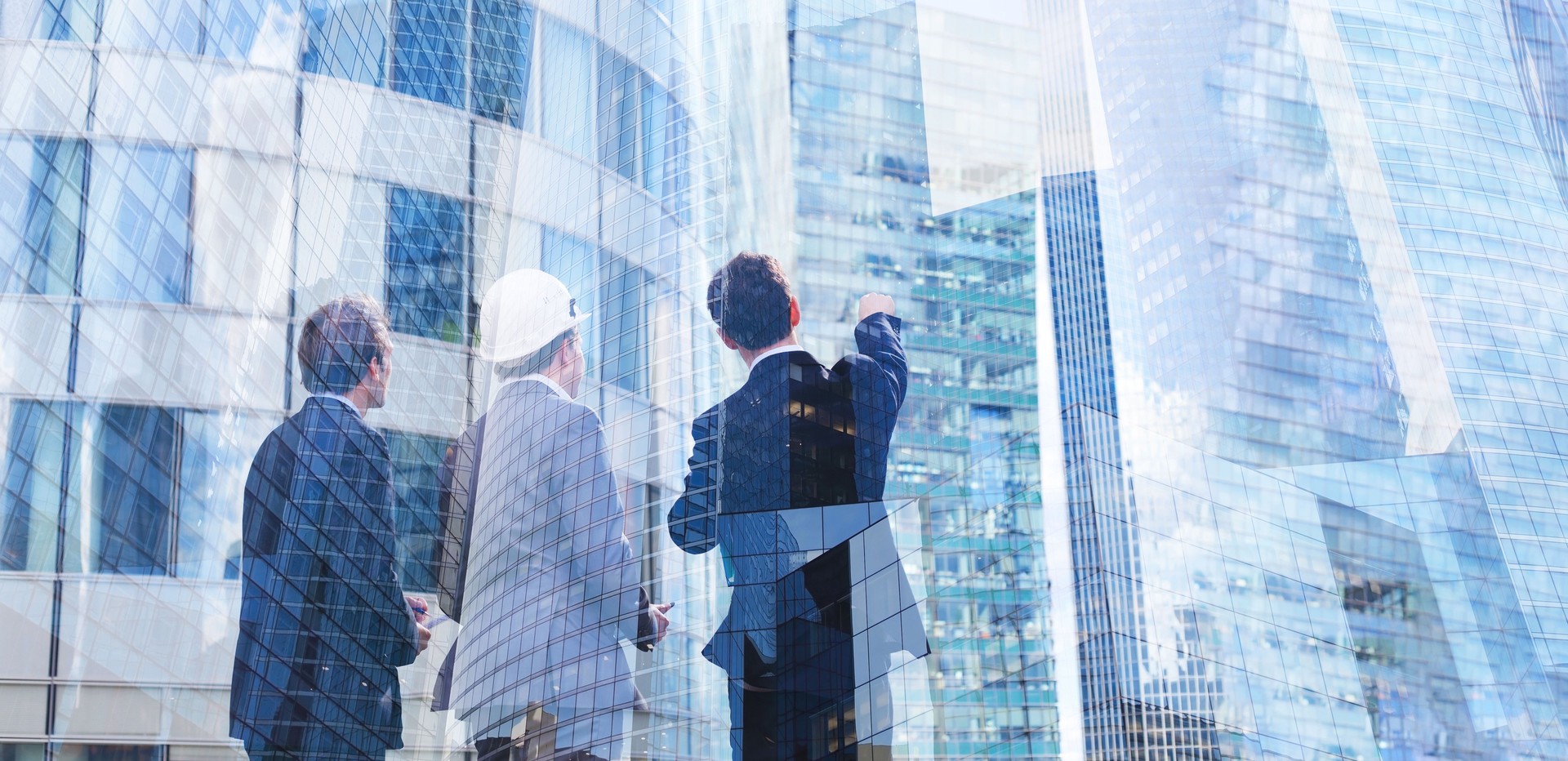 construction work and commercial real estate development, business background banner